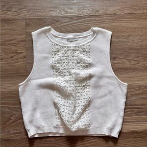 Club Monaco white Embellished Crop Tank Top